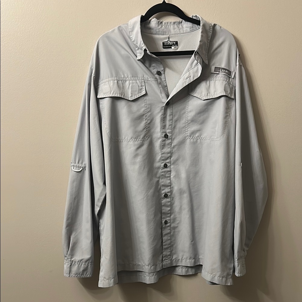 Versatile Gray Lightweight Fishing Shirt Jacket with Relaxed Fit-SPF 40+